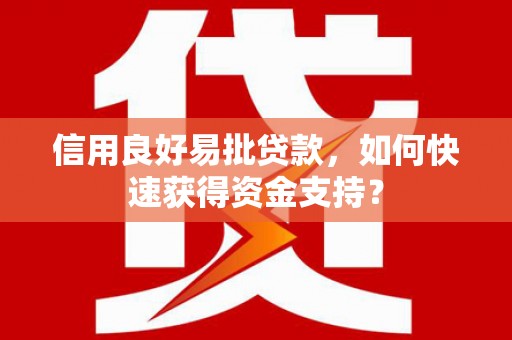 理县信用良好易批贷款，如何快速获得资金支持？