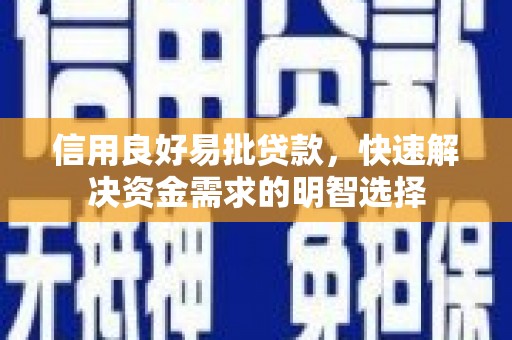 理县信用良好易批贷款，快速解决资金需求的明智选择