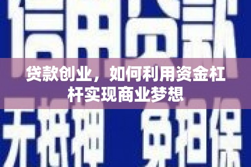 理县贷款创业，如何利用资金杠杆实现商业梦想