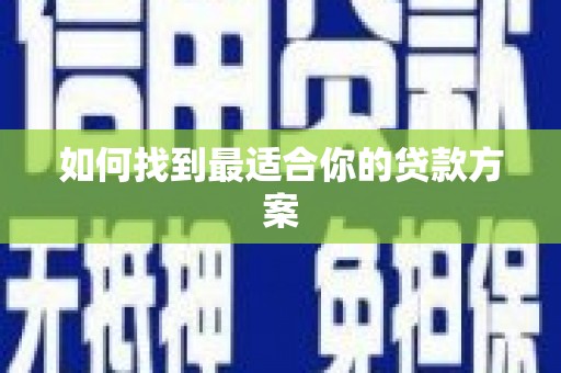 理县如何找到最适合你的贷款方案